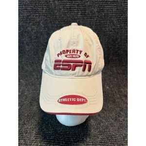 Property of ESPN Athletic Dept - Beige Adjustable Strap Hat - Dad Hat Y2K Street